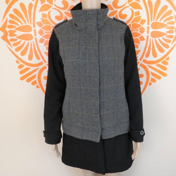 Prana Black & Gray Wool Winter Coat XS - Picture 3 of 5